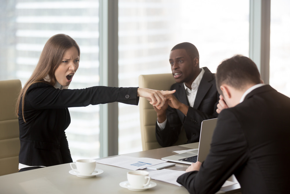 Image of a woman pointing at a man, representing a scenario of false accusation of domestic violence, related to the article: What to Do When You Have Been Falsely Accused of Domestic Violence Charges in Los Angeles